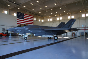 A Lockheed Martin F-35C Lightning II Joint Strike Fighter from Strike Fighter Squadron (VFA) 101 "Grim Reapers" was on display