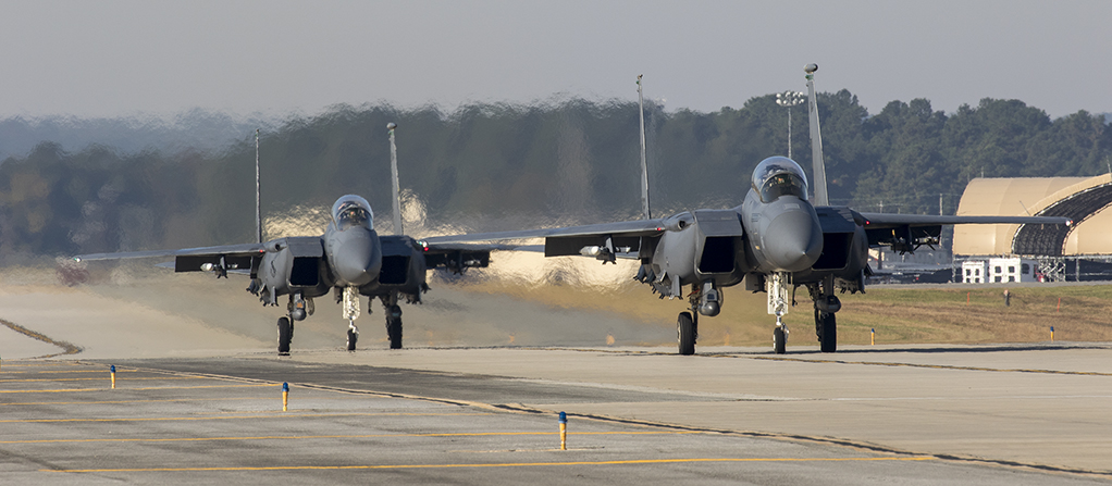 F-15Es Taxi towards the EOR during Razor Talon, Seymour Johnson AFB, NC.