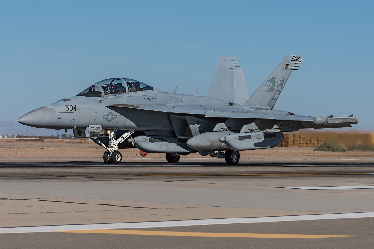 A Boeing EA-18G Growler from Electronic Attack Squadron 130 (VAQ-130) "Zappers"