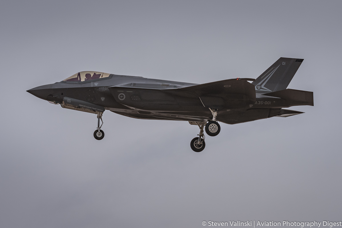 A RAAF F-35A arrives back at Luke AFB after a training sortie