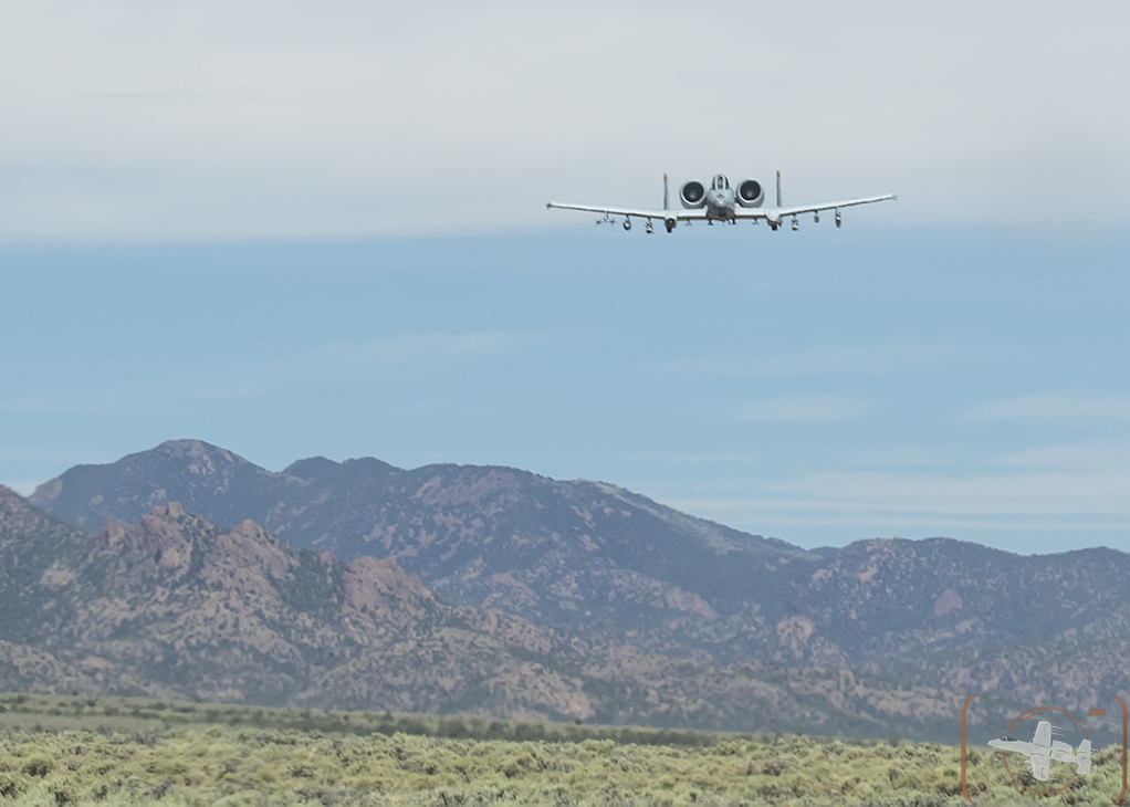 A-10C of the 66 WPS, Nellis AFB makes a head on pass on our convoy as we move towards Keno Airfield on the NTTR during JFEX. The A-10C offered close air support in the immediate victinity of the airfield during the Joint Forcible Entry Exercise (June 2016).